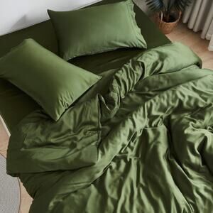NWT Sijo DOZ Bamboo Sheet Set 3 PC- 2 Pillowcases 1 Fitted Forest Green Full